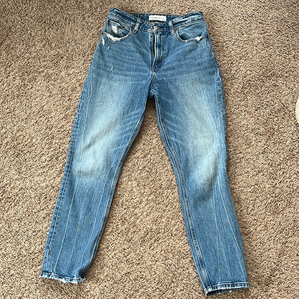 Abercrombie &Fitch Curve Love High Ride Mom Jeans Size 27 LONG (4L)